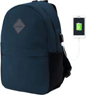 🎒 15.6'' fashion waterproof travel laptop backpack for men and women - heavy duty work college darkblue bag with usb charging port - casual daypack, computer book bag - ideal gift for teen girls and boys logo