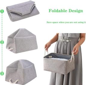 img 3 attached to 📦 GUOZI Foldable Linen Storage Basket: Collapsible, Thickened Fabric Box for Shelves, Home, Office, Closet - Gray (41cm L x 31cm W x 20cm H)