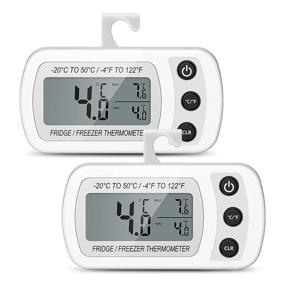 img 4 attached to ORIA Digital Refrigerator Thermometer - Waterproof LCD Display, Max/Min Record - 2 Pack, Ideal for Kitchen, Home, Restaurants, Bars