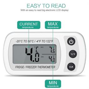 img 3 attached to ORIA Digital Refrigerator Thermometer - Waterproof LCD Display, Max/Min Record - 2 Pack, Ideal for Kitchen, Home, Restaurants, Bars