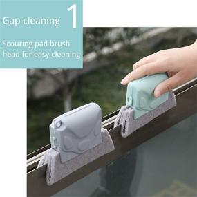 img 3 attached to Effortless Cleaning Brush Set for Window Grooves, Hand-held Crevice Cleaner Tools with Fixed Brush Head Design, Scouring Pad Material for Door, Window Slides, Gaps, and More - Pack of 3