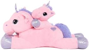 img 1 attached to 🦄 Soft Unicorn Plush Pillow for Girls - Lanmore Big Unicorn Stuffed Animal Toys - Pink 24'' - Must-Have Gift for Little Princesses!