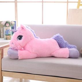 img 4 attached to 🦄 Soft Unicorn Plush Pillow for Girls - Lanmore Big Unicorn Stuffed Animal Toys - Pink 24'' - Must-Have Gift for Little Princesses!