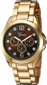 img 3 attached to ⌚ GV/1008BKGB Geneva Women's Gold-Tone Bracelet Watch with Crystal Accents