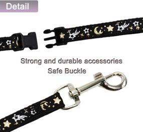 img 1 attached to 🌙 Escape Proof Adjustable Cat Harness and Leash Set for Outdoor Walking – Soft Safety Strap with Golden Star and Moon Design, Glow in The Dark Black