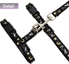 img 2 attached to 🌙 Escape Proof Adjustable Cat Harness and Leash Set for Outdoor Walking – Soft Safety Strap with Golden Star and Moon Design, Glow in The Dark Black