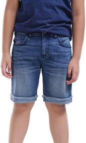 img 4 attached to 👖 MDK Boys Classic Bermuda Denim Jean Shorts with Rolled Up Fray Hem and Buttoned End Cuffs
