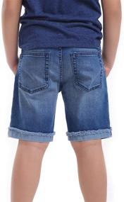 img 3 attached to 👖 MDK Boys Classic Bermuda Denim Jean Shorts with Rolled Up Fray Hem and Buttoned End Cuffs