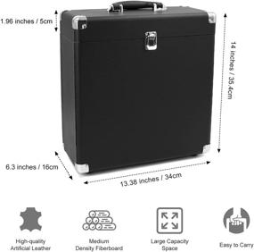 img 2 attached to Record Storage Carrying Case For 30 Vinyl Turntable Albums(Black)…