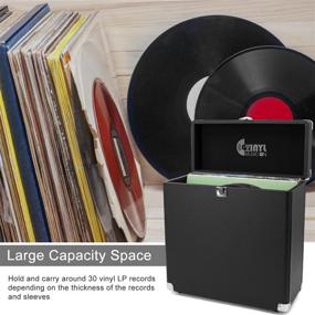 img 3 attached to Record Storage Carrying Case For 30 Vinyl Turntable Albums(Black)…