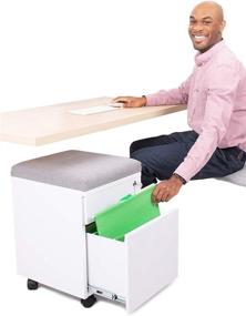 img 4 attached to 🗄️ Stand Steady Vert Rolling File Cabinet: 2 Drawer Mobile File Cabinet with Locking Storage & Cushion Top for Home & Office - White