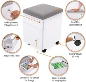 img 2 attached to 🗄️ Stand Steady Vert Rolling File Cabinet: 2 Drawer Mobile File Cabinet with Locking Storage & Cushion Top for Home & Office - White