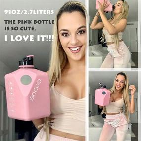 img 2 attached to 💧 Stay Hydrated in Style: SOCoo Square Gallon Water Bottle 91oz Pink – Leak-Proof Jug with Time Marker, Magnetic Plate for Phone Holding