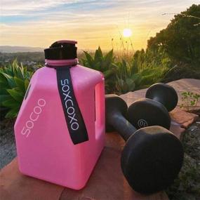 img 3 attached to 💧 Stay Hydrated in Style: SOCoo Square Gallon Water Bottle 91oz Pink – Leak-Proof Jug with Time Marker, Magnetic Plate for Phone Holding