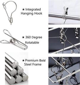 img 3 attached to 🧦 Stainless Steel Sock Drying Rack: Wind-Proof Clothes Hanger with 36 Clips for Sock, Bras, Underwear, and More