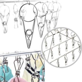 img 2 attached to 🧦 Stainless Steel Sock Drying Rack: Wind-Proof Clothes Hanger with 36 Clips for Sock, Bras, Underwear, and More