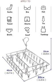 img 1 attached to 🧦 Stainless Steel Sock Drying Rack: Wind-Proof Clothes Hanger with 36 Clips for Sock, Bras, Underwear, and More