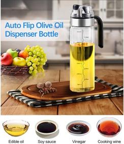 img 2 attached to 🍾 LSZSSJ Glass Dispenser Bottle with Wide Opening for Easy Refill and Cleaning - Olive Oil and Vinegar Dispenser with 18 Oz Capacity