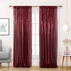 img 3 attached to 📸 AMZLOKAE 2FTx8FT Wine Sequin Curtain Panels: Perfect Glitter Backdrop for Photography, Birthdays, Weddings, and Showers