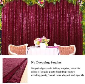 img 1 attached to 📸 AMZLOKAE 2FTx8FT Wine Sequin Curtain Panels: Perfect Glitter Backdrop for Photography, Birthdays, Weddings, and Showers