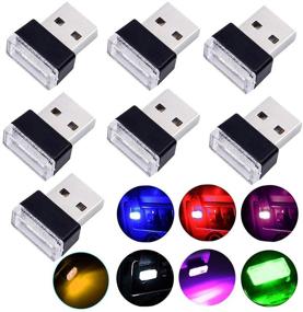 img 4 attached to 🚗 Universal Mini USB LED Wireless Car Interior Lighting Neon Lights - WENTS Car USB Atmosphere Light for Car (7 Color)