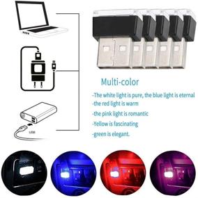 img 2 attached to 🚗 Universal Mini USB LED Wireless Car Interior Lighting Neon Lights - WENTS Car USB Atmosphere Light for Car (7 Color)