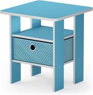 🔵 furinno andrey end table nightstand with bin drawer: stylish and practical 1-pack in light blue/light blue logo