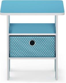 img 2 attached to 🔵 FURINNO Andrey End Table Nightstand with Bin Drawer: Stylish and Practical 1-Pack in Light Blue/Light Blue