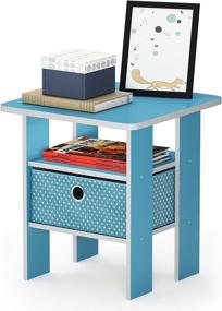 img 1 attached to 🔵 FURINNO Andrey End Table Nightstand with Bin Drawer: Stylish and Practical 1-Pack in Light Blue/Light Blue