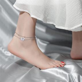img 2 attached to 🦋 Stylish 925 Sterling Silver Butterfly Anklet Bracelets for Women: Adjustable Layered Beach Anklets with Gift Box