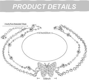 img 3 attached to 🦋 Stylish 925 Sterling Silver Butterfly Anklet Bracelets for Women: Adjustable Layered Beach Anklets with Gift Box