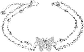 img 4 attached to 🦋 Stylish 925 Sterling Silver Butterfly Anklet Bracelets for Women: Adjustable Layered Beach Anklets with Gift Box