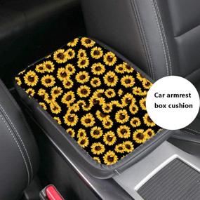 img 2 attached to 🌻 Enhance Your Car's Style with Aulufft Sunflower Seat Covers: Complete 10 Pack Accessories for Women - Including Steering Wheel Cover, Safety Belt Covers, Cup Pads, Armrest Cover, Keychain, and Car Seat Set