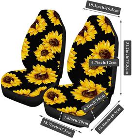 img 3 attached to 🌻 Enhance Your Car's Style with Aulufft Sunflower Seat Covers: Complete 10 Pack Accessories for Women - Including Steering Wheel Cover, Safety Belt Covers, Cup Pads, Armrest Cover, Keychain, and Car Seat Set