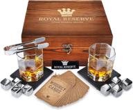 royal reserve whiskey stones gift set: artisan crafted metal stainless chilling rocks with scotch bourbon glasses - perfect gift for men, husband, dad, boyfriend, anniversary, retirement logo