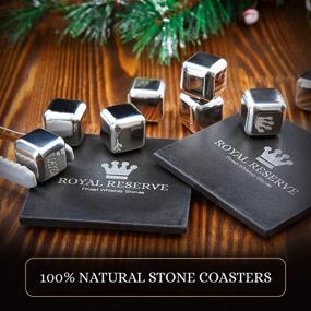 img 1 attached to Royal Reserve Whiskey Stones Gift Set: Artisan Crafted Metal Stainless Chilling Rocks with Scotch Bourbon Glasses - Perfect Gift for Men, Husband, Dad, Boyfriend, Anniversary, Retirement