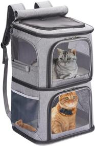 img 4 attached to 🐾 VOISTINO Double Pet Carrier Backpack: Ultimate Travel Convenience for Small Cats and Dogs - Portable, Super Ventilated Design for Hiking, Camping, and Traveling