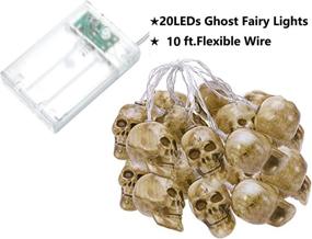 img 1 attached to 🎃 Spooky Colorful Pro 10FT Skull String Lights - Halloween & Christmas Indoor/Outdoor Decorations