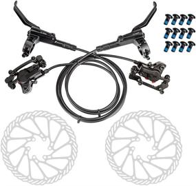 img 4 attached to 🚲 JFOYH Pre-Bled MTB Hydraulic Disc Brake Set - 160mm Floating Disc Rotor - Front & Rear Mineral Oil Kit - MTB (Left-Rear, Right-Front)