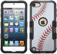 myturtle ipod touch 7th 6th 5th gen case - shockproof hybrid hard silicone shell impact cover + screen protector for ipod touch 7 (2019), ipod touch 5/6 (2015) - ball sports baseball tuff logo