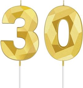 img 4 attached to 🎉 Premium Gold 2 Piece Number Candles for 30th Birthday Cake Decorations and Anniversary Celebrations