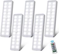 wireless remote led closet light, rechargeable 20 led under cabinet lights, magnetic motion sensor night light for bedroom, wardrobe, hallway, stairs - pack of 5 logo