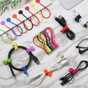 img 1 attached to 💡 Magnetic Cable Ties: 24 Pack 7.2" Strong Snap-on Magnetic Twist Ties with Cute Cloud Dialogue Design - Silicone Twist Tie with Magnet, Reusable - 8 Assorted Colors - X3 by SOOOEC