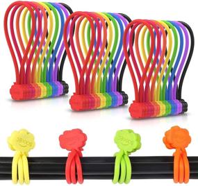 img 4 attached to 💡 Magnetic Cable Ties: 24 Pack 7.2" Strong Snap-on Magnetic Twist Ties with Cute Cloud Dialogue Design - Silicone Twist Tie with Magnet, Reusable - 8 Assorted Colors - X3 by SOOOEC