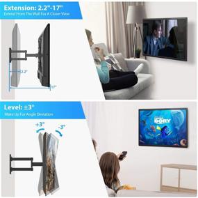 img 2 attached to 📺 Swivel Tilt Articulating TV Wall Mount Bracket, Full Motion Extension Rotation for 26-55 Inch LED LCD OLED Flat Curved TVs, Max VESA 400x400mm, Holds up to 88lbs by Pipishell