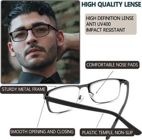 img 2 attached to 👓 JJWELL Blue Light Blocking Metal Reading Glasses for Men: Enhanced UV Protection and Bluelight Filter Computer Readers with Pouch and Case