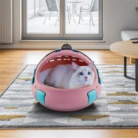 img 1 attached to Cibaabo Hard Travel Pet Carrier: Pink Washable Cave Cat Bed with Anti-UV Bubble - Ideal for Small Medium Cats and Puppies - Double Cool and Velvet Pads Included