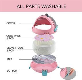 img 3 attached to Cibaabo Hard Travel Pet Carrier: Pink Washable Cave Cat Bed with Anti-UV Bubble - Ideal for Small Medium Cats and Puppies - Double Cool and Velvet Pads Included