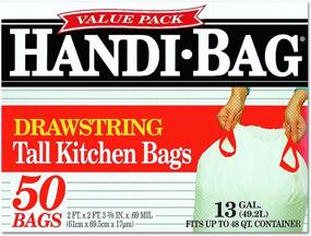 img 1 attached to 🛍️ Handi-Bag Drawstring Tall Kitchen Bags, 13 Gallon, 61cm x 69.5cm, Box of 50