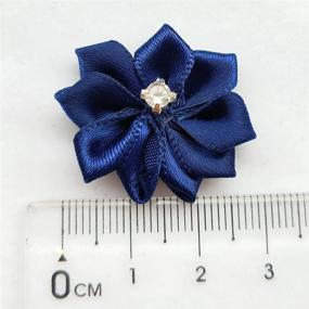 img 1 attached to 🎀 Chenkou Craft Navy 40pcs 28mm(1 1/8") Ribbon Flowers Bows with Rhinestone Accents - Wedding Ornament Appliques